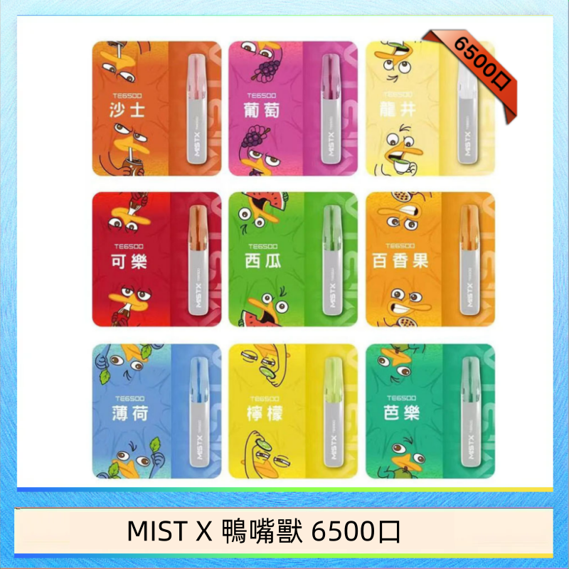 MIST X 鴨嘴獸 6500口 MIST X 鴨嘴獸 6500口一次性拋棄式電子煙|陶瓷芯更穩定